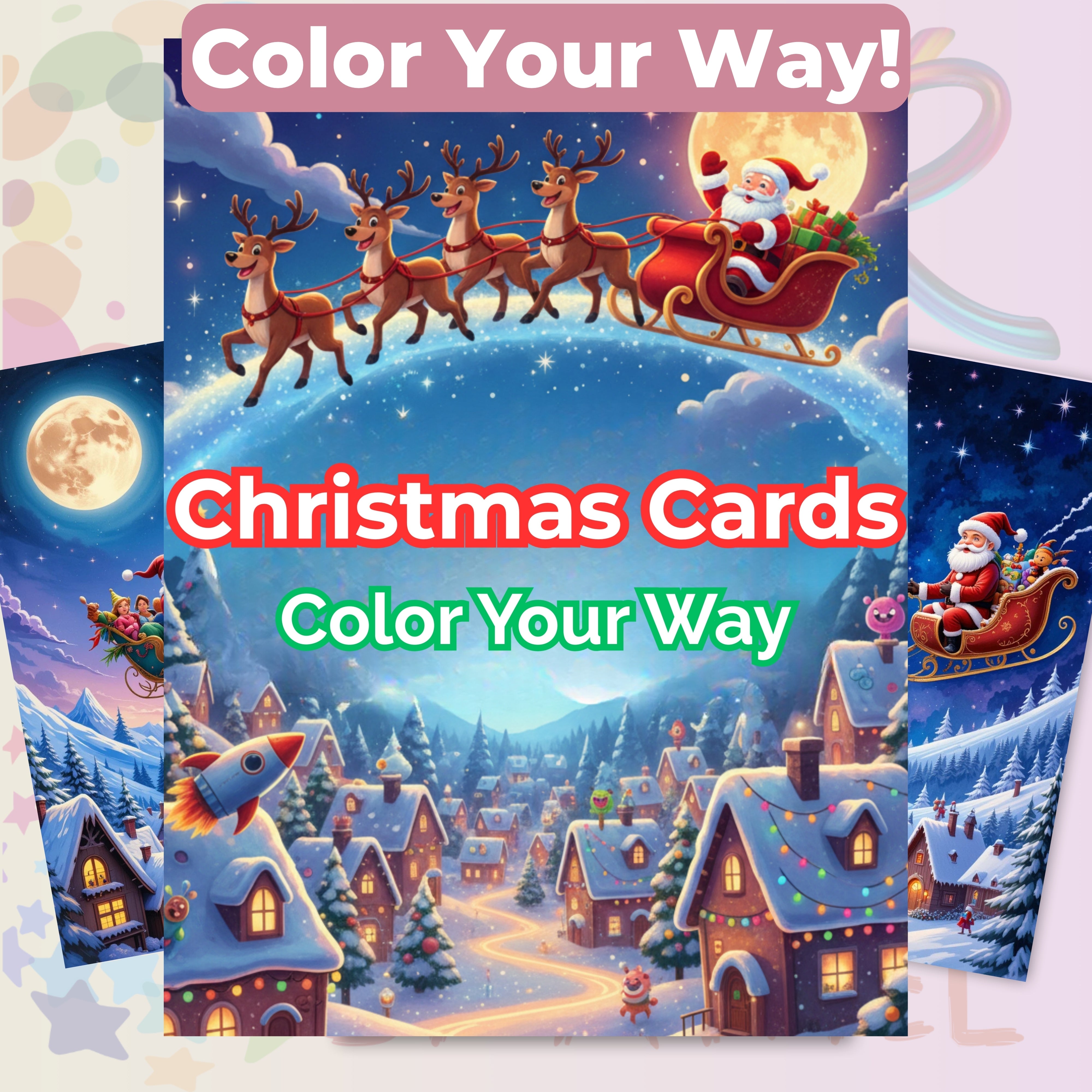 Christmas Cards Coloring Books Bundle