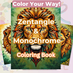 Zentangle & Monochrome Wild Animals Coloring Books Bundle - CraftNest - Digital Crafting and Art