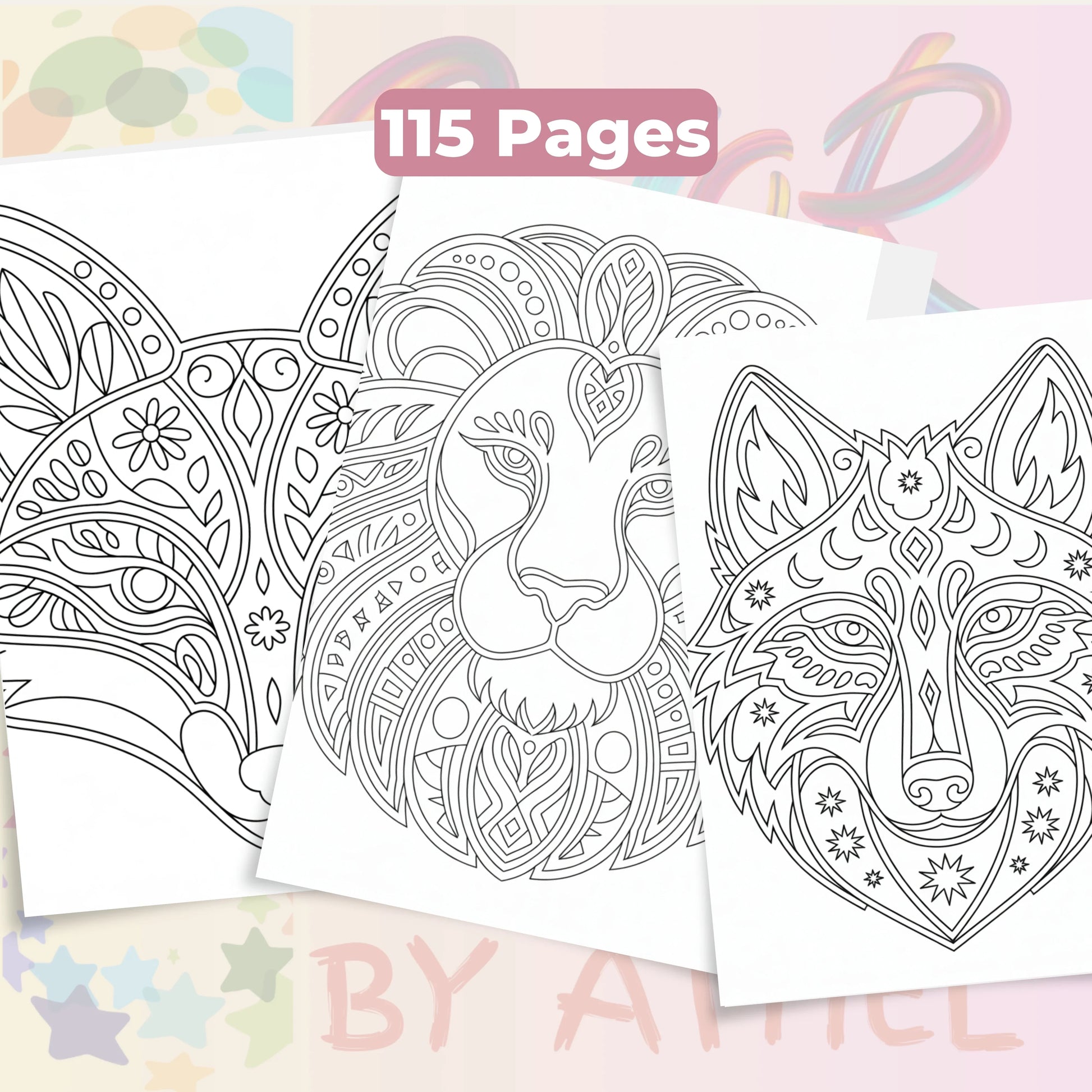 Zentangle & Monochrome Wild Animals Coloring Books Bundle - CraftNest - Digital Crafting and Art