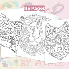 Zentangle & Monochrome Wild Animals Coloring Books Bundle - CraftNest - Digital Crafting and Art