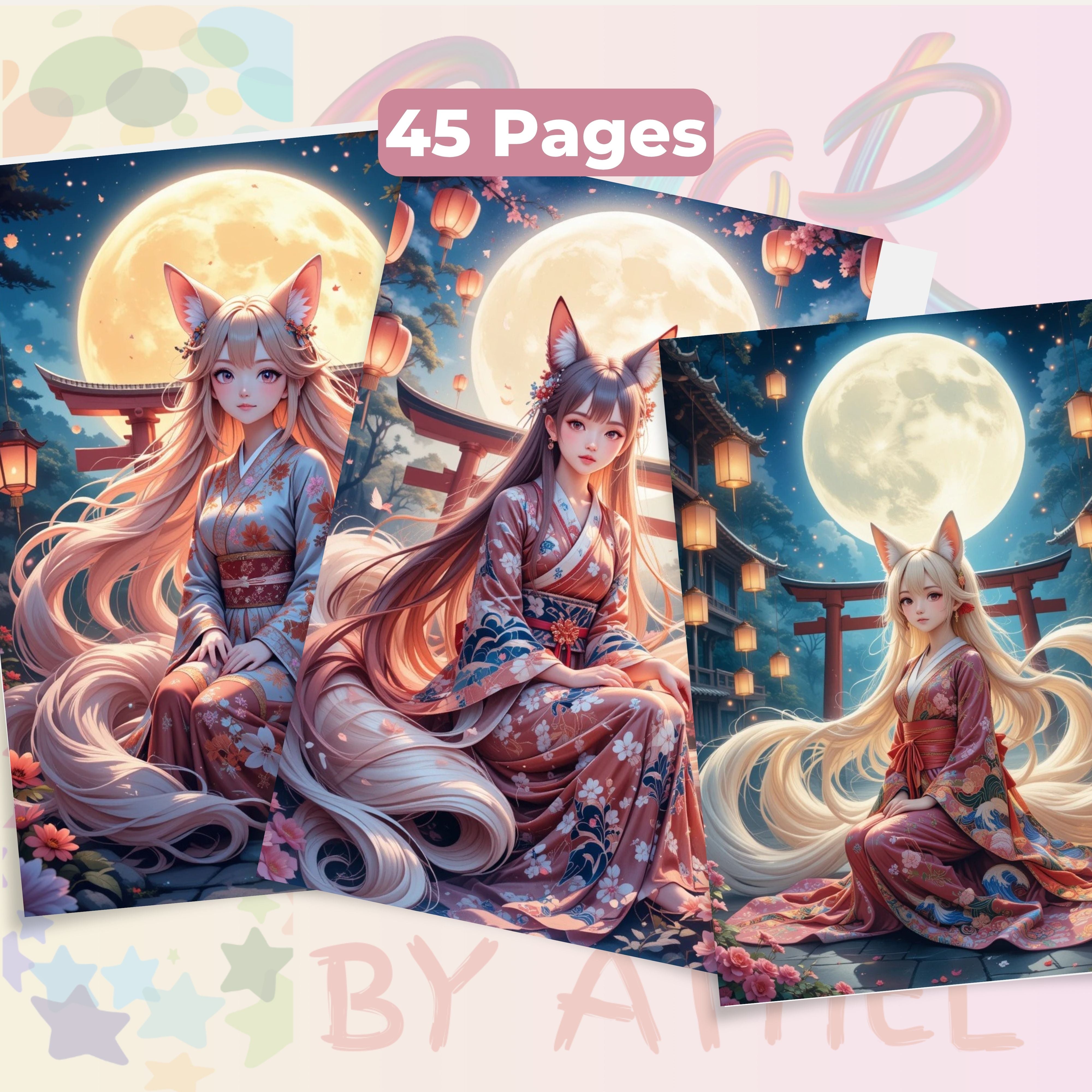 Whispers of the Kitsune Coloring Book Bundle - CraftNest - Digital Crafting and Art