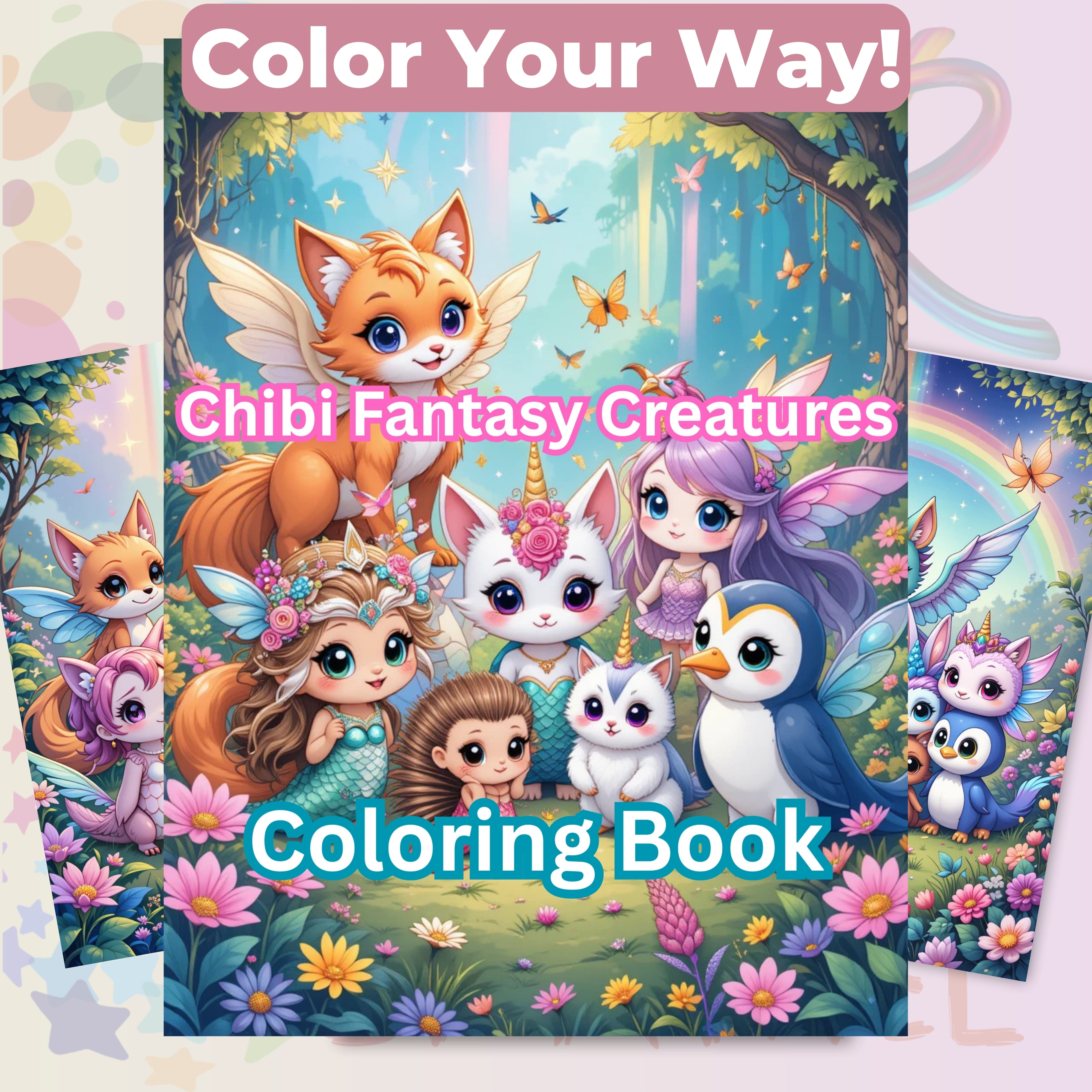 Chibi Fantasy Creatures Coloring Book Bundle