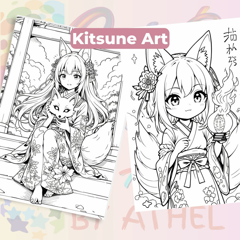 Whispers of the Kitsune Coloring Book Bundle - CraftNest - Digital Crafting and Art