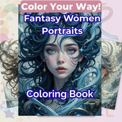 Fantasy Women Portraits Coloring Book Bundle - CraftNest - Digital Crafting and Art