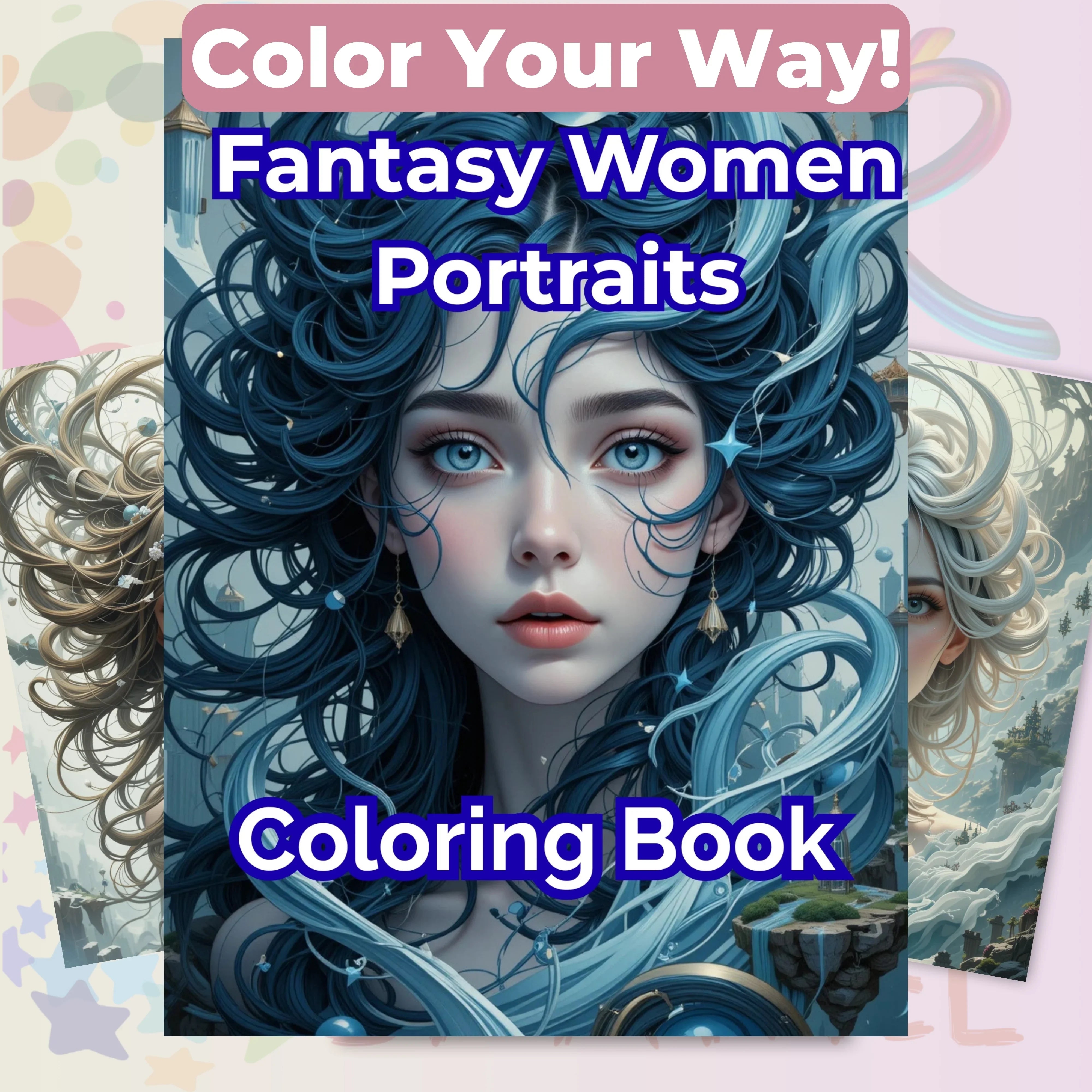 Fantasy Women Portraits Coloring Book Bundle - CraftNest - Digital Crafting and Art