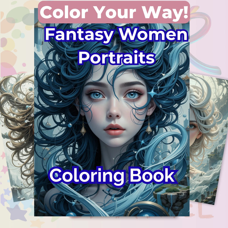 Fantasy Women Portraits Coloring Book Bundle - CraftNest - Digital Crafting and Art