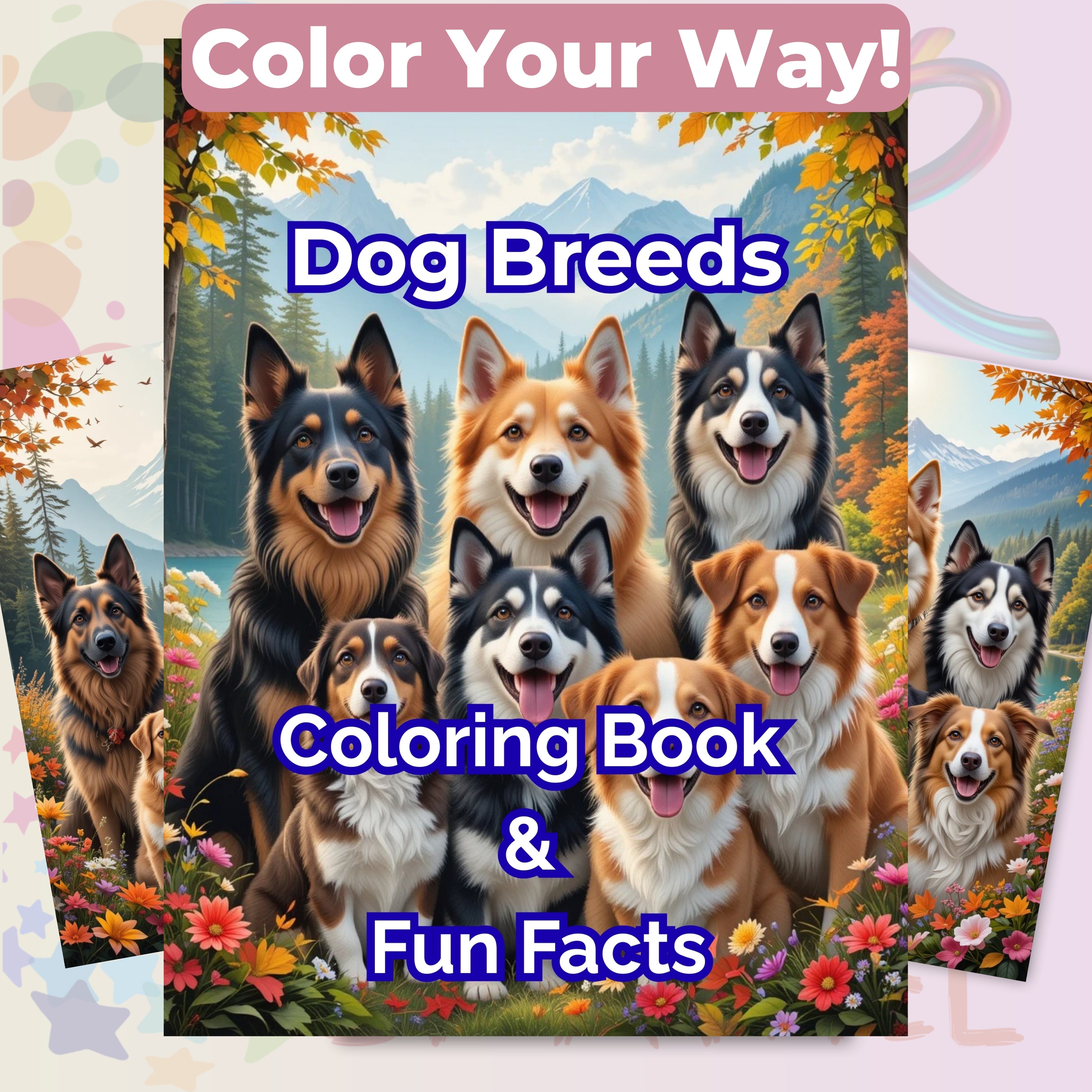 Dog Breeds Coloring Book & Fun Facts Bundle