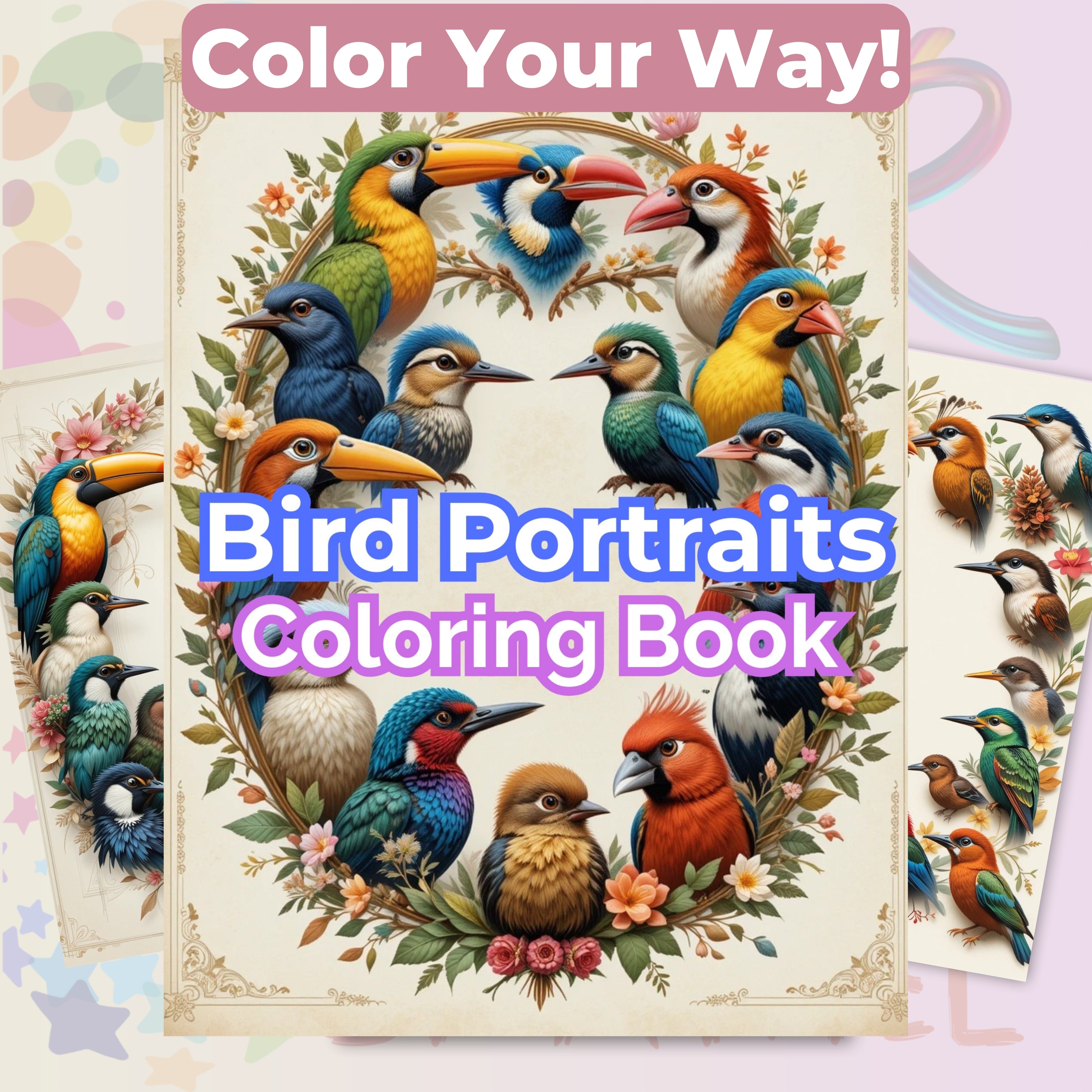 Bird Portraits Coloring Book Bundle