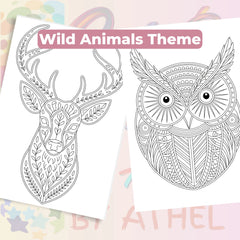Zentangle & Monochrome Wild Animals Coloring Books Bundle - CraftNest - Digital Crafting and Art
