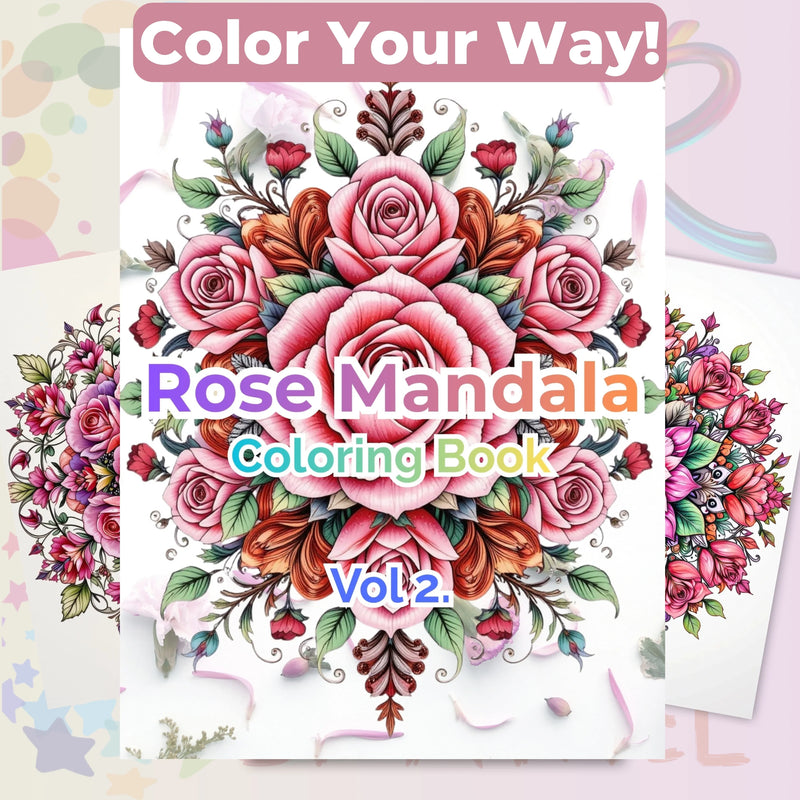 Rose Mandala Coloring Book Bundle - CraftNest - Digital Crafting and Art