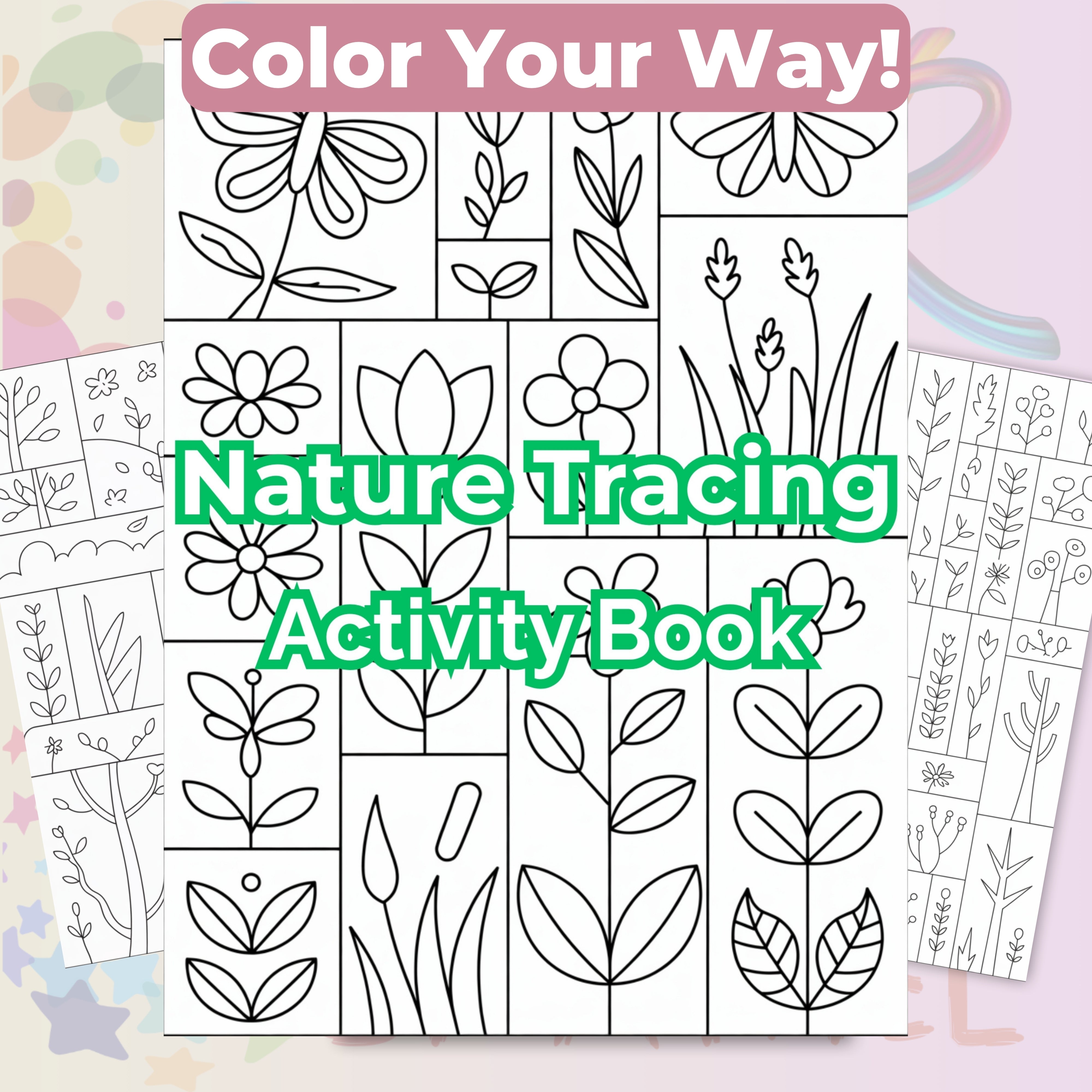Nature Line Tracing Coloring Books Bundle