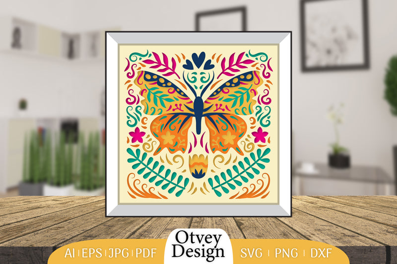 Butterfly Folk Art 3D Shadow Box SVG Bundle 5 - CraftNest - Digital Crafting and Art