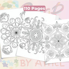 Rose Mandala Coloring Book Bundle - CraftNest - Digital Crafting and Art