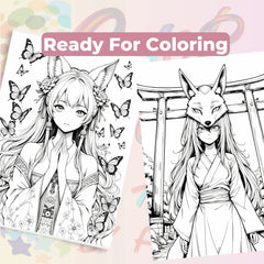 Whispers of the Kitsune Coloring Book Bundle - CraftNest - Digital Crafting and Art
