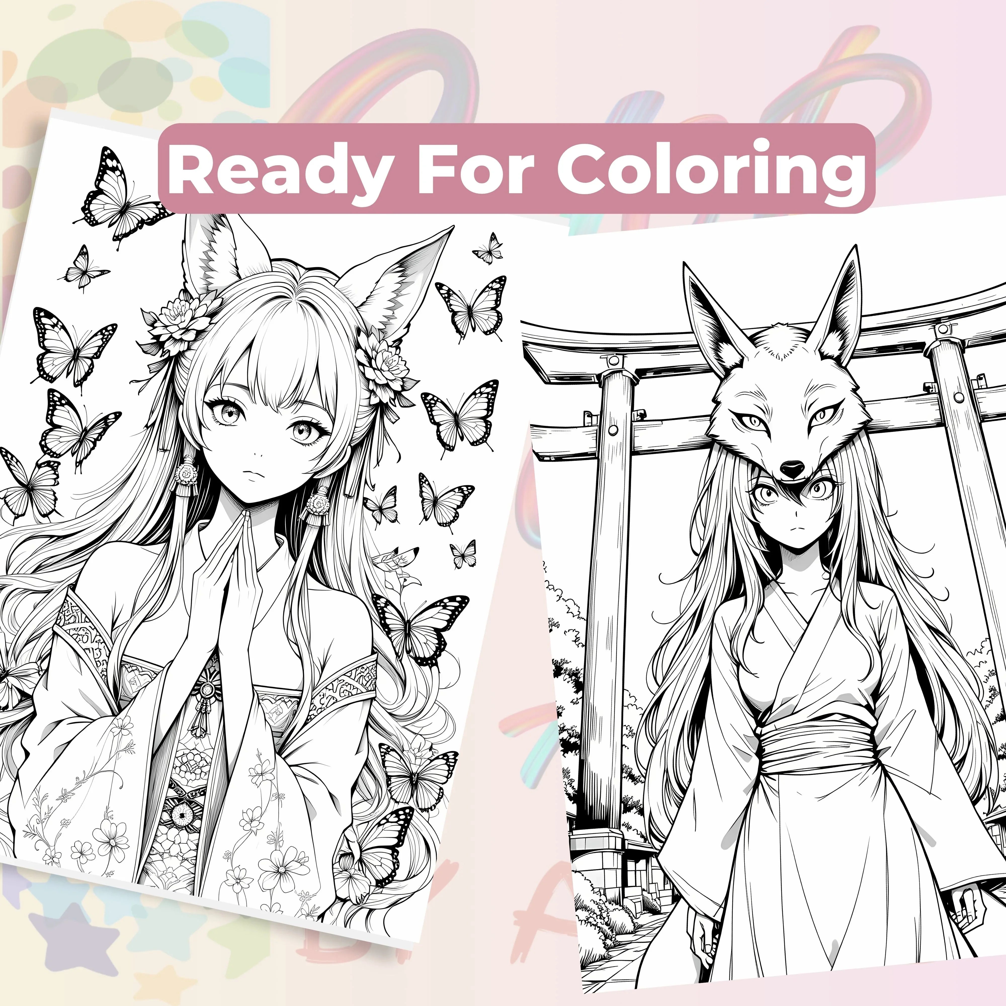 Whispers of the Kitsune Coloring Book Bundle - CraftNest - Digital Crafting and Art