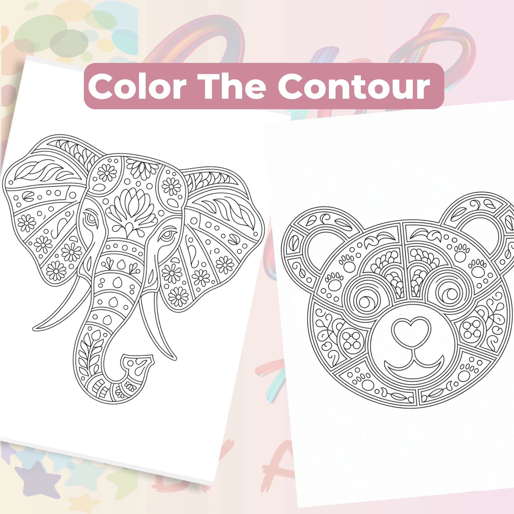 Zentangle & Monochrome Wild Animals Coloring Books Bundle - CraftNest - Digital Crafting and Art