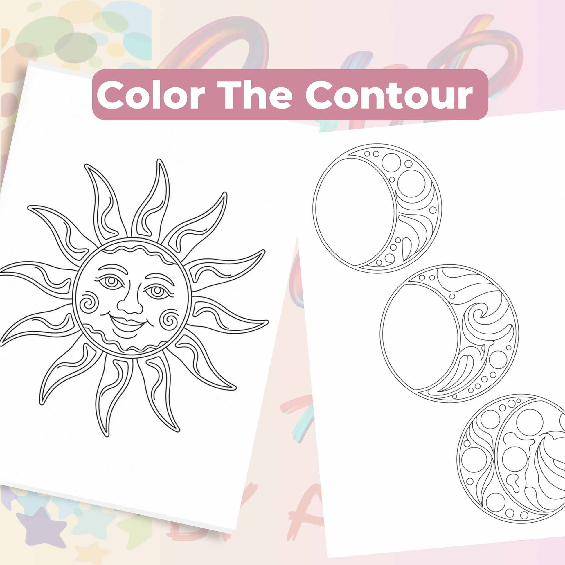 Zentangle & Monochrome Celestial Coloring Books Bundle - CraftNest - Digital Crafting and Art