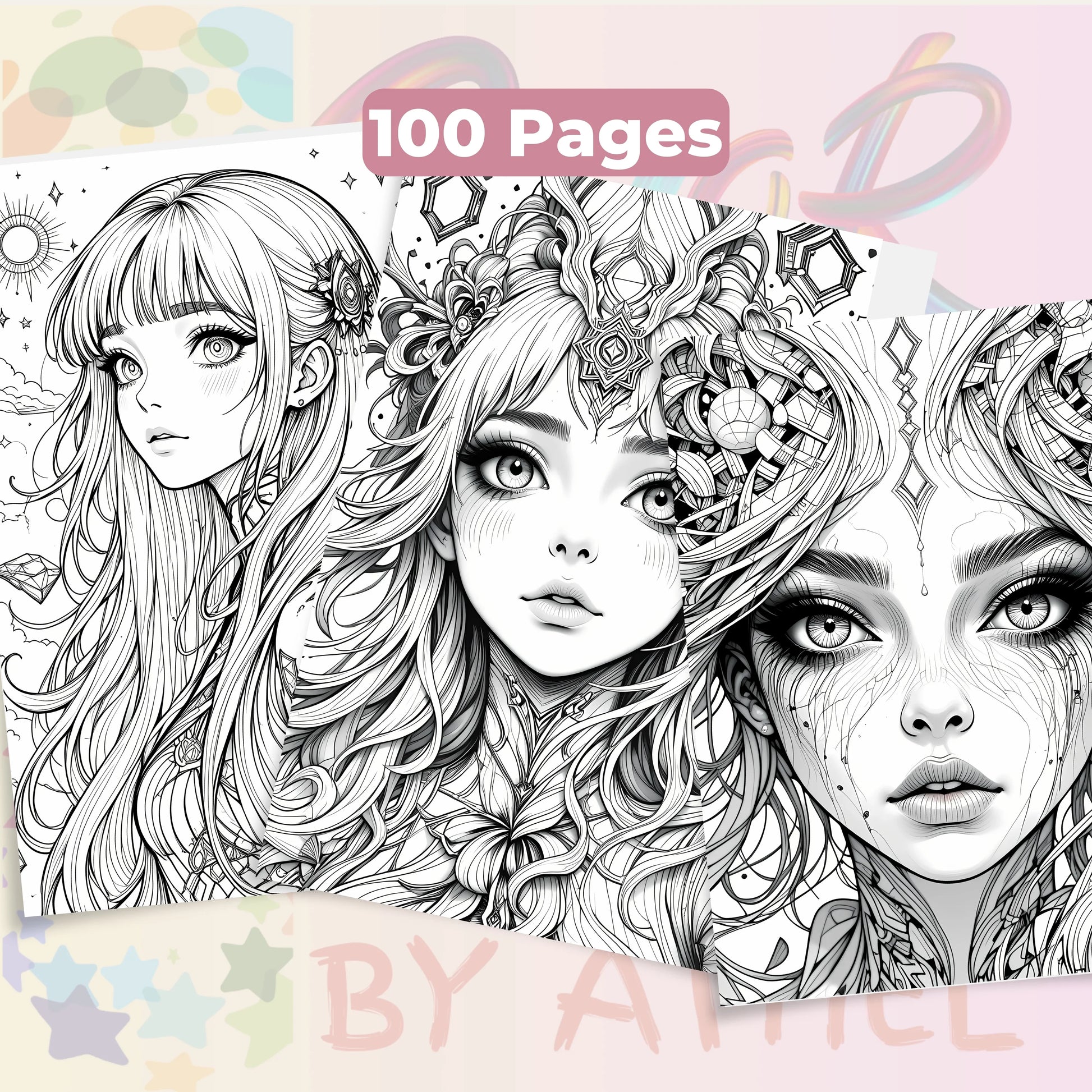 Fantasy Women Portraits Coloring Book Bundle - CraftNest - Digital Crafting and Art