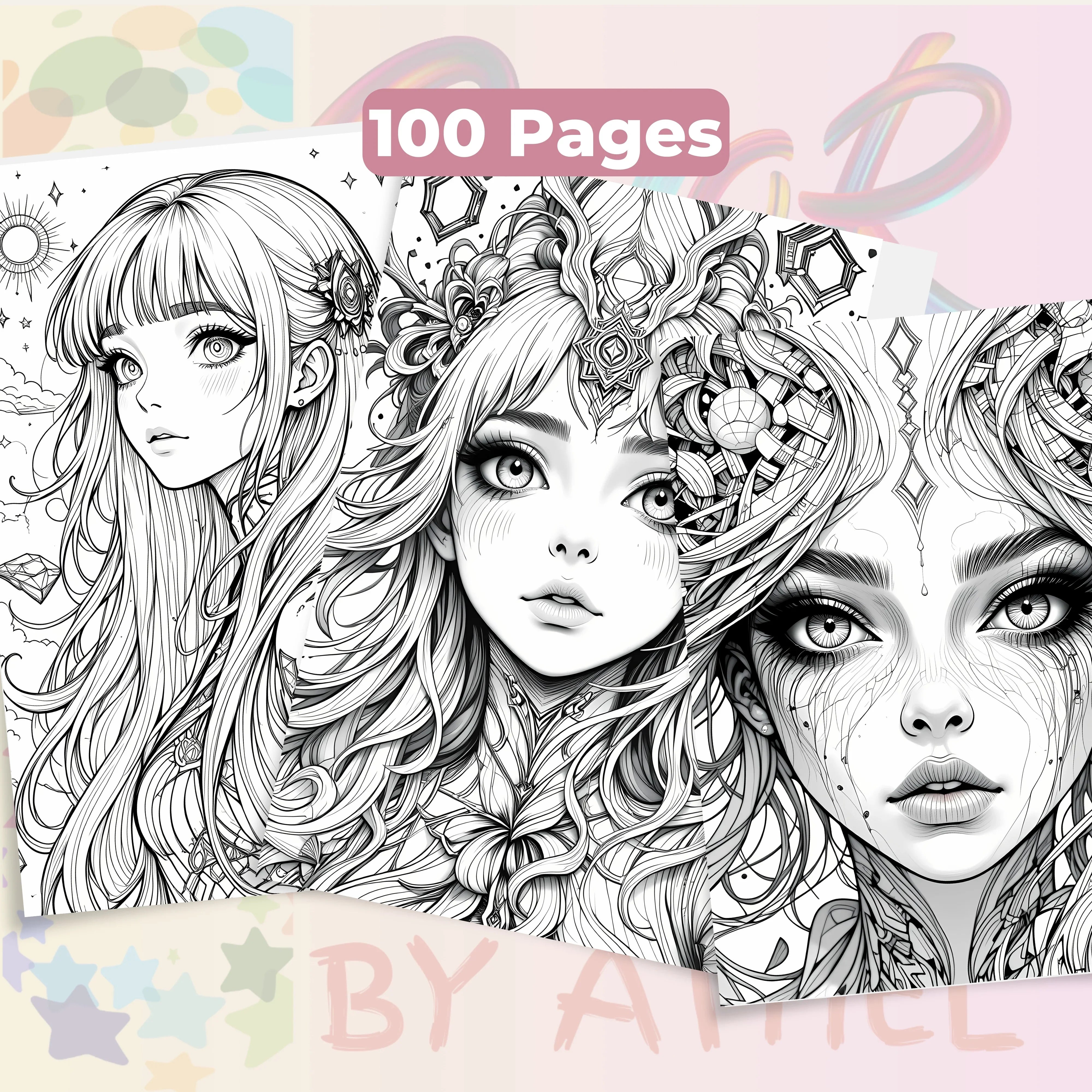 Fantasy Women Portraits Coloring Book Bundle - CraftNest - Digital Crafting and Art