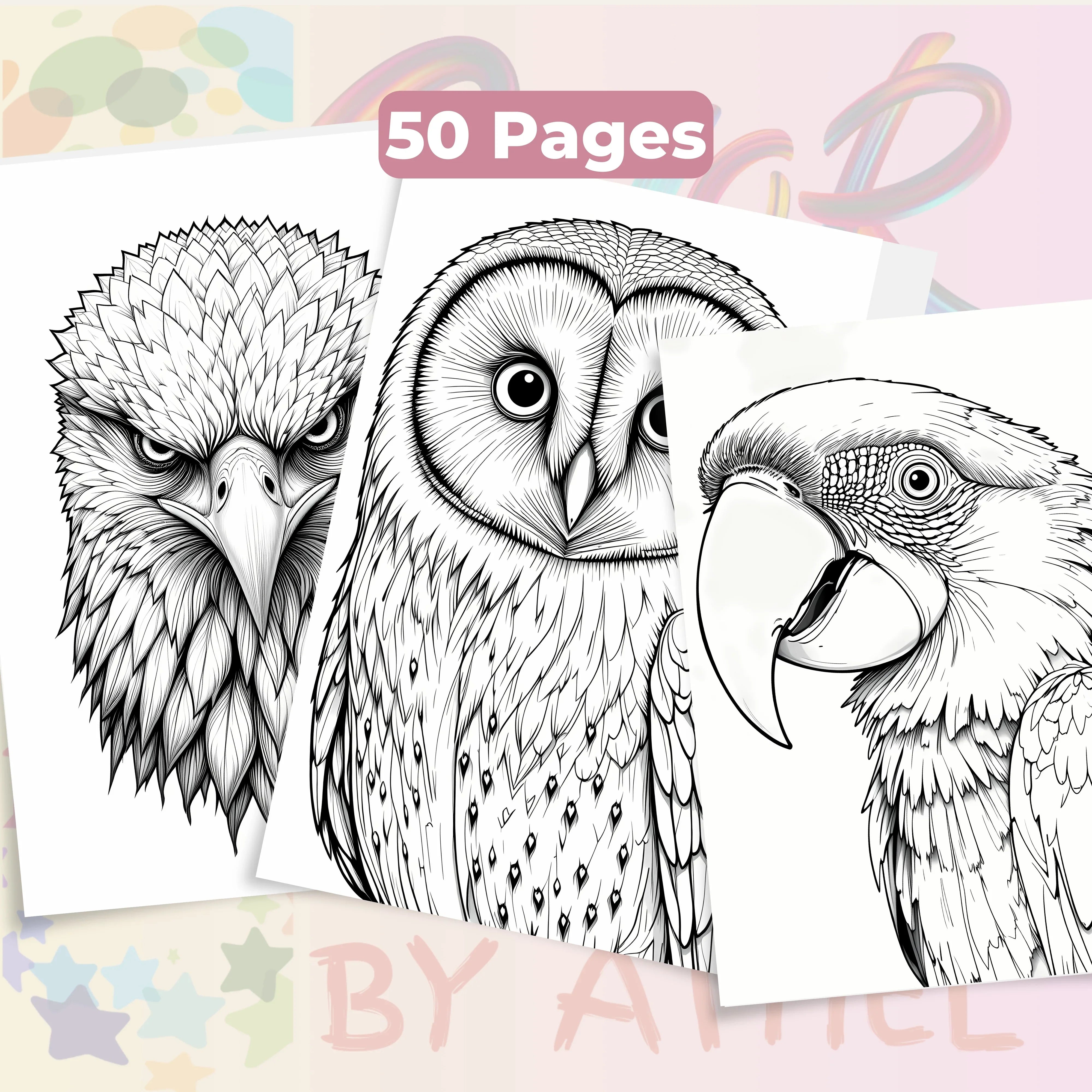 Bird Portraits Coloring Book Bundle - CraftNest - Digital Crafting and Art