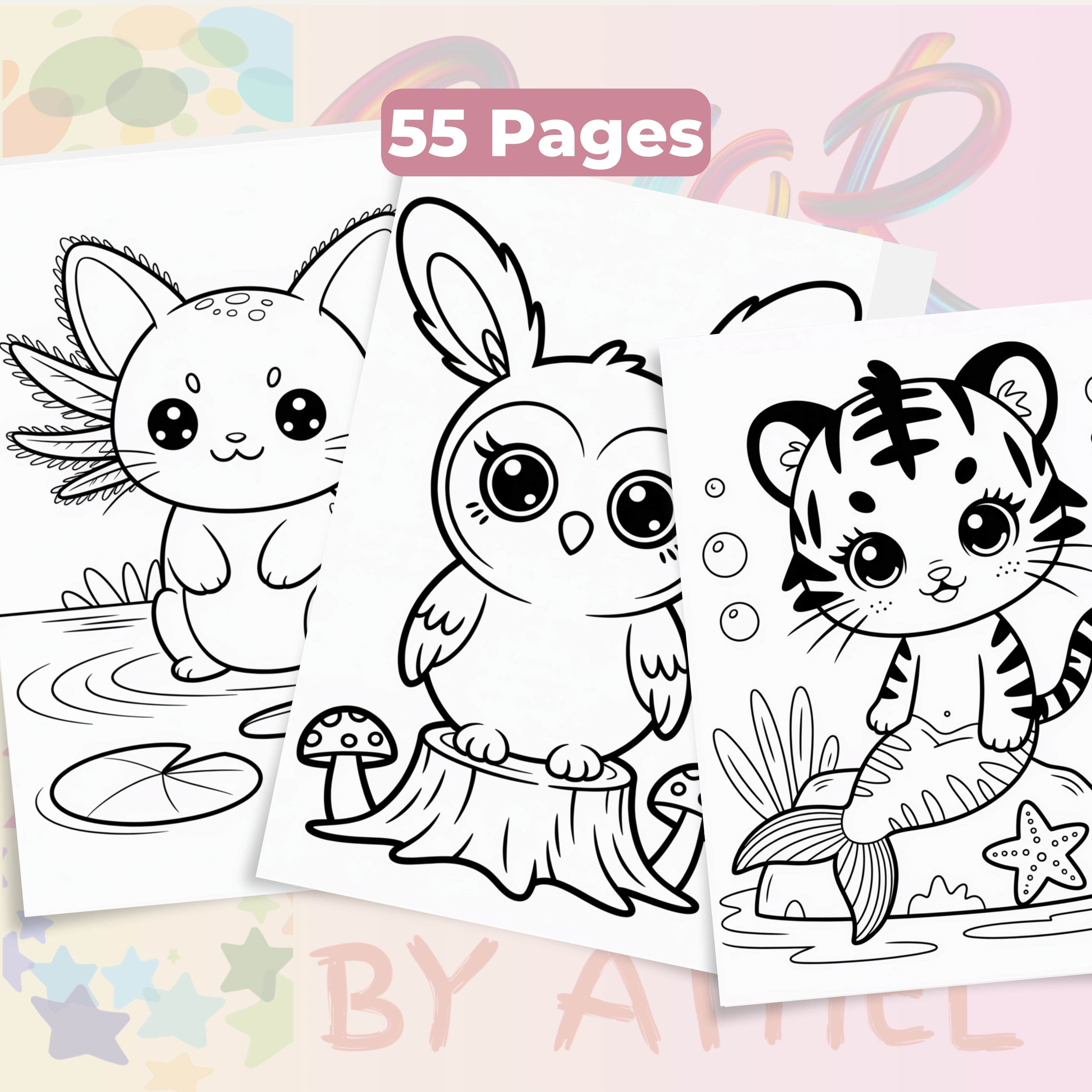 Chibi Fantasy Creatures Coloring Book Bundle