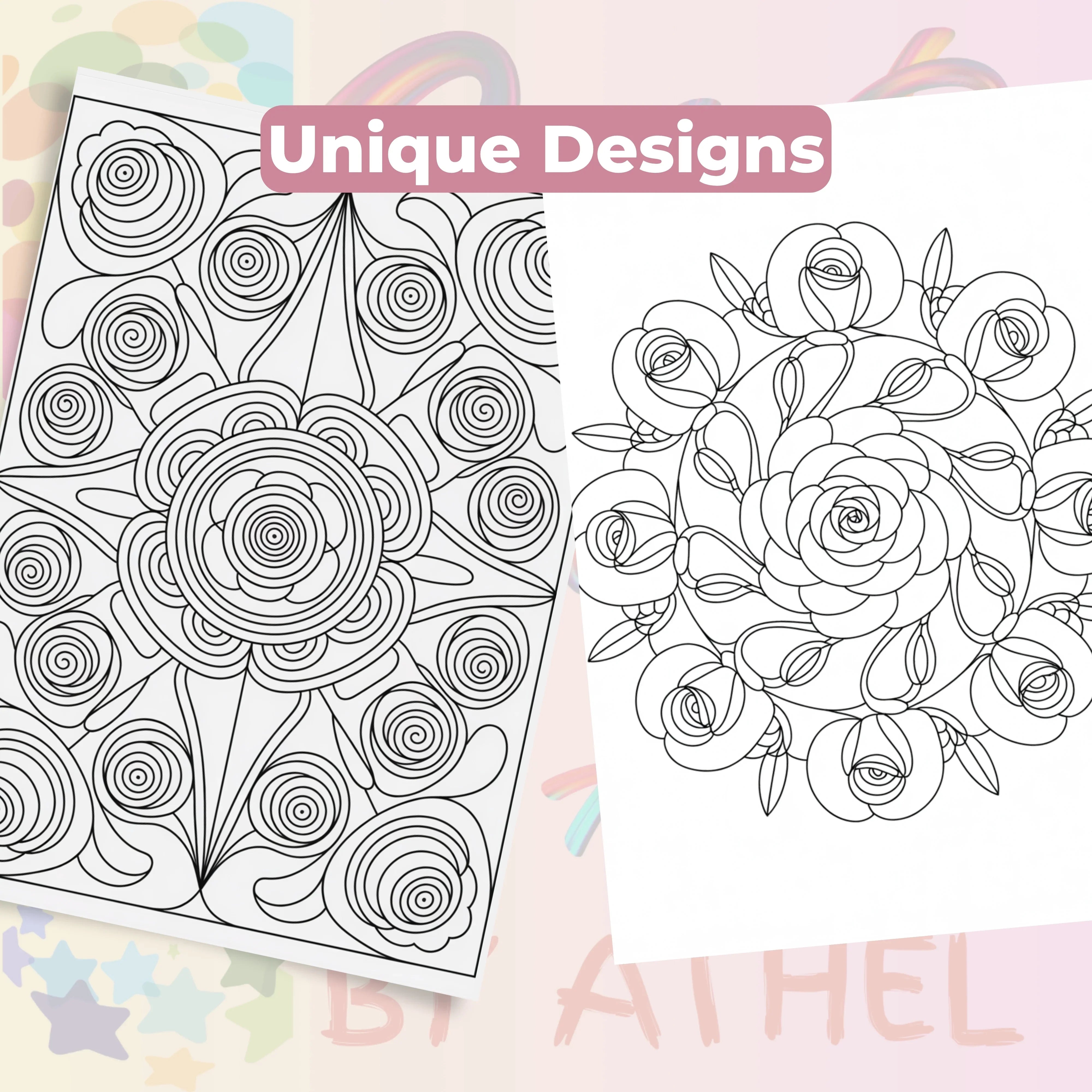 Rose Mandala Coloring Book Bundle - CraftNest - Digital Crafting and Art