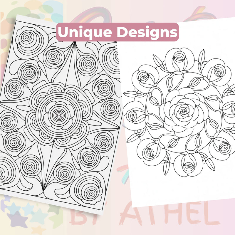 Rose Mandala Coloring Book Bundle - CraftNest - Digital Crafting and Art