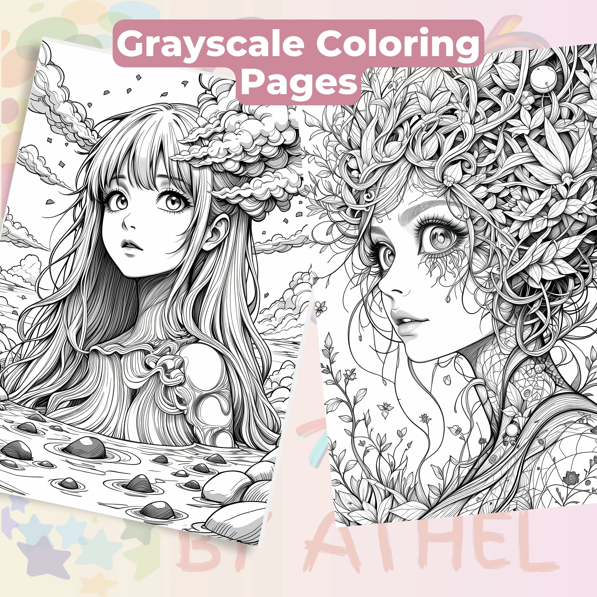 Fantasy Women Portraits Coloring Book Bundle - CraftNest - Digital Crafting and Art
