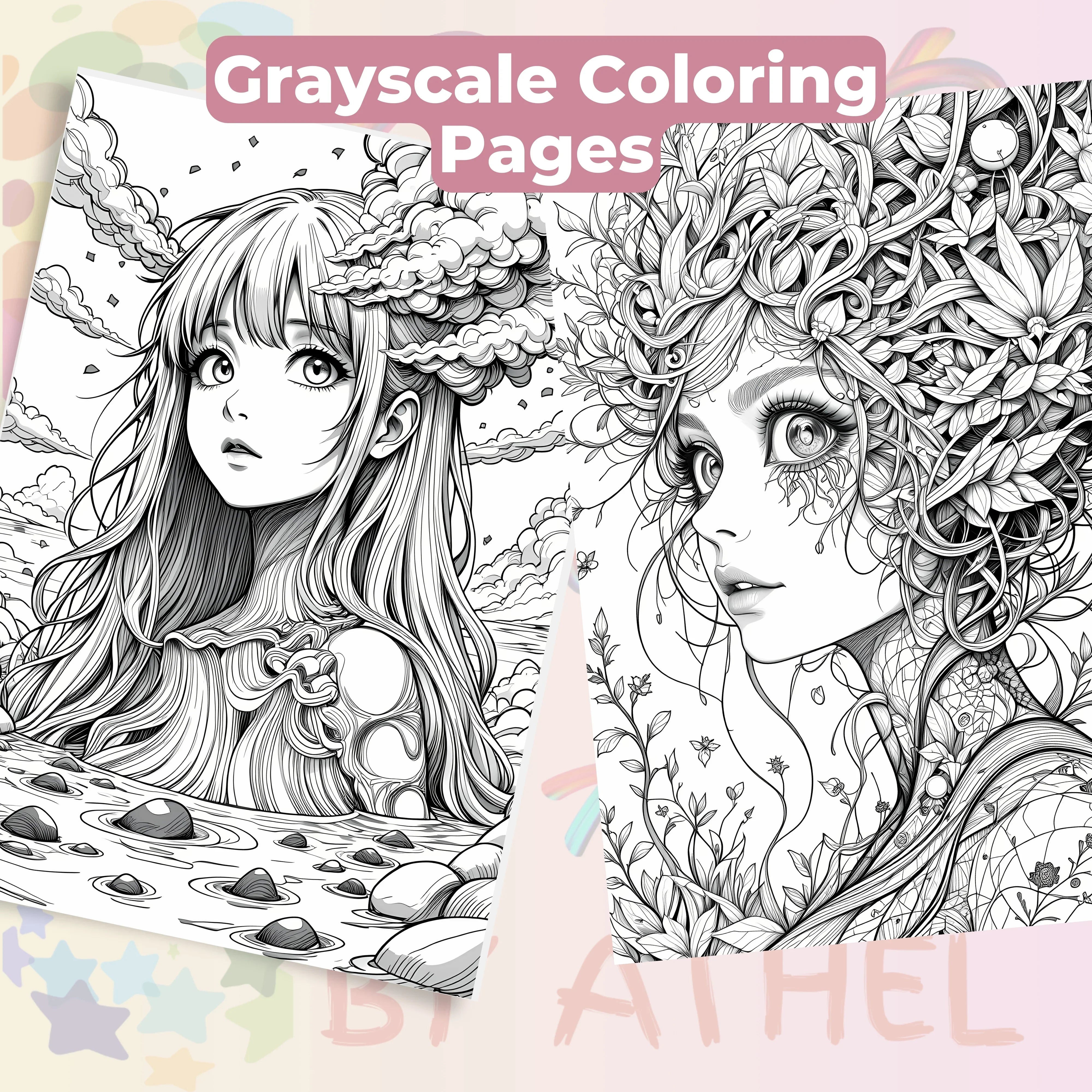 Fantasy Women Portraits Coloring Book Bundle - CraftNest - Digital Crafting and Art