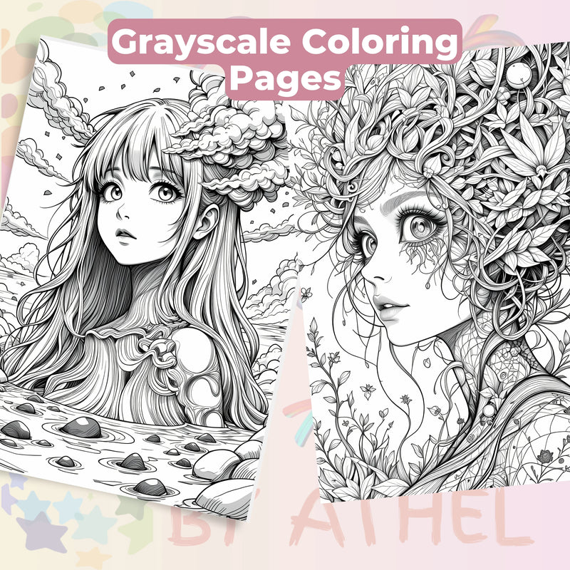 Fantasy Women Portraits Coloring Book Bundle - CraftNest - Digital Crafting and Art