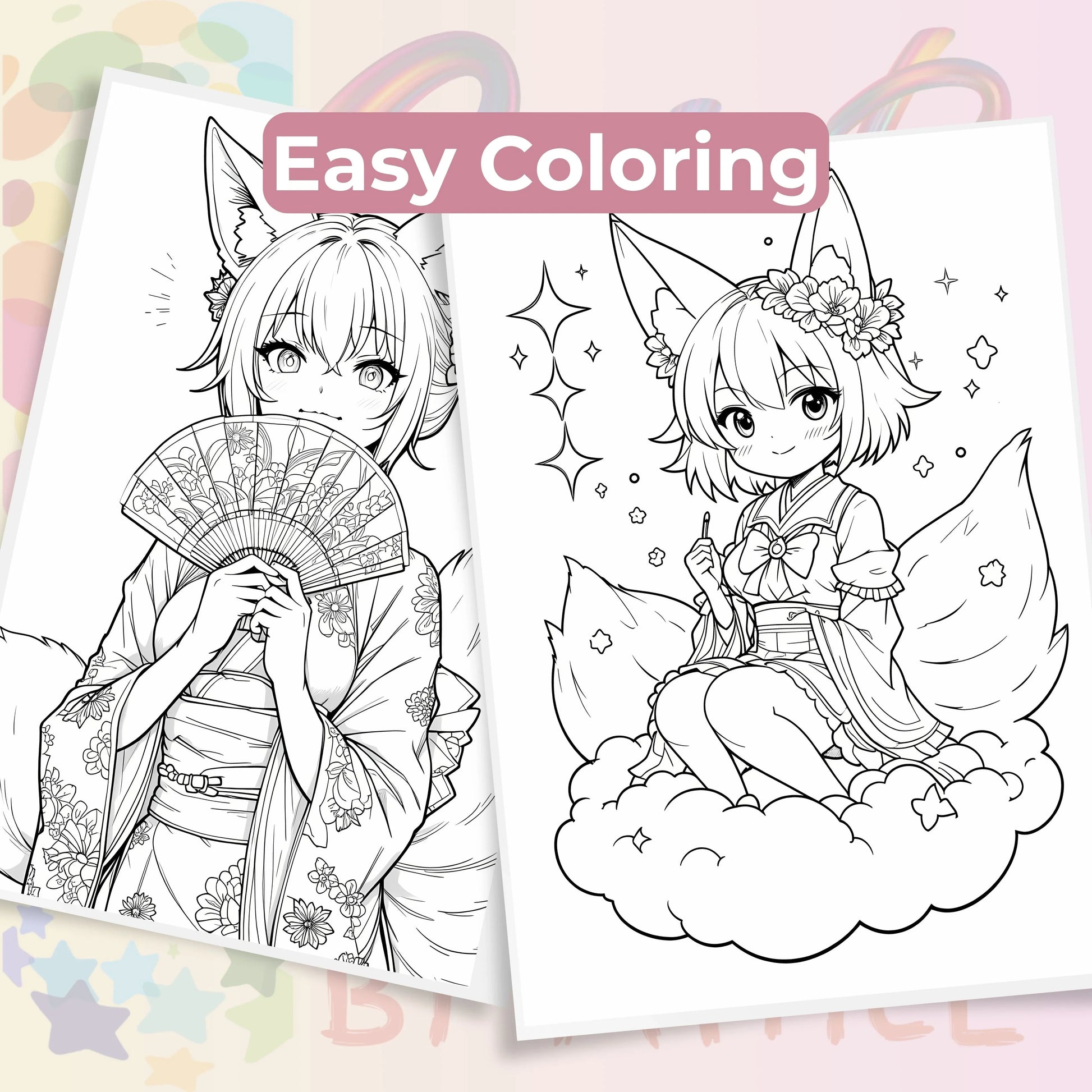 Whispers of the Kitsune Coloring Book Bundle - CraftNest - Digital Crafting and Art