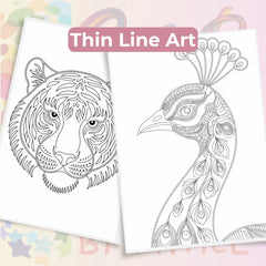 Zentangle & Monochrome Wild Animals Coloring Books Bundle - CraftNest - Digital Crafting and Art
