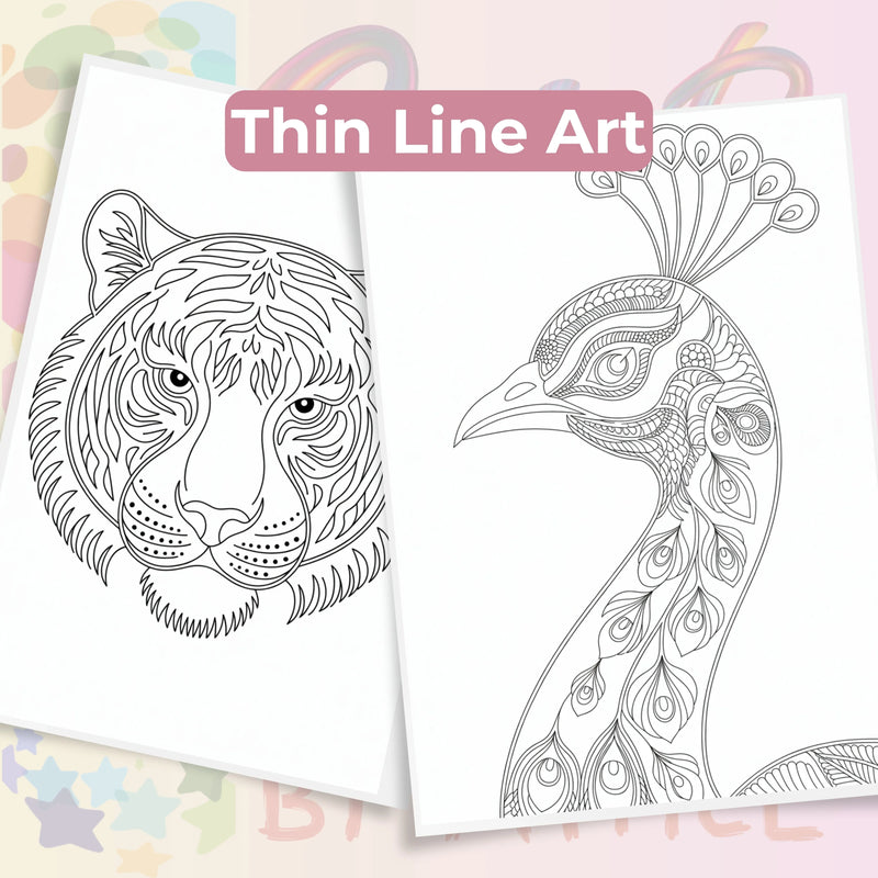 Zentangle & Monochrome Wild Animals Coloring Books Bundle - CraftNest - Digital Crafting and Art