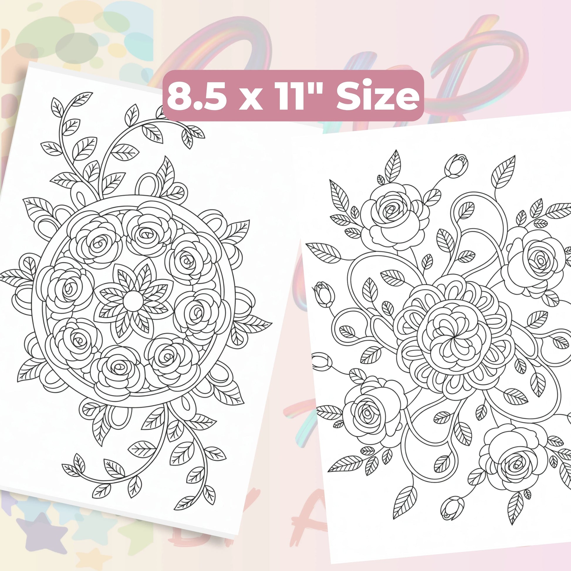 Rose Mandala Coloring Book Bundle - CraftNest - Digital Crafting and Art