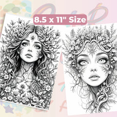Fantasy Women Portraits Coloring Book Bundle - CraftNest - Digital Crafting and Art