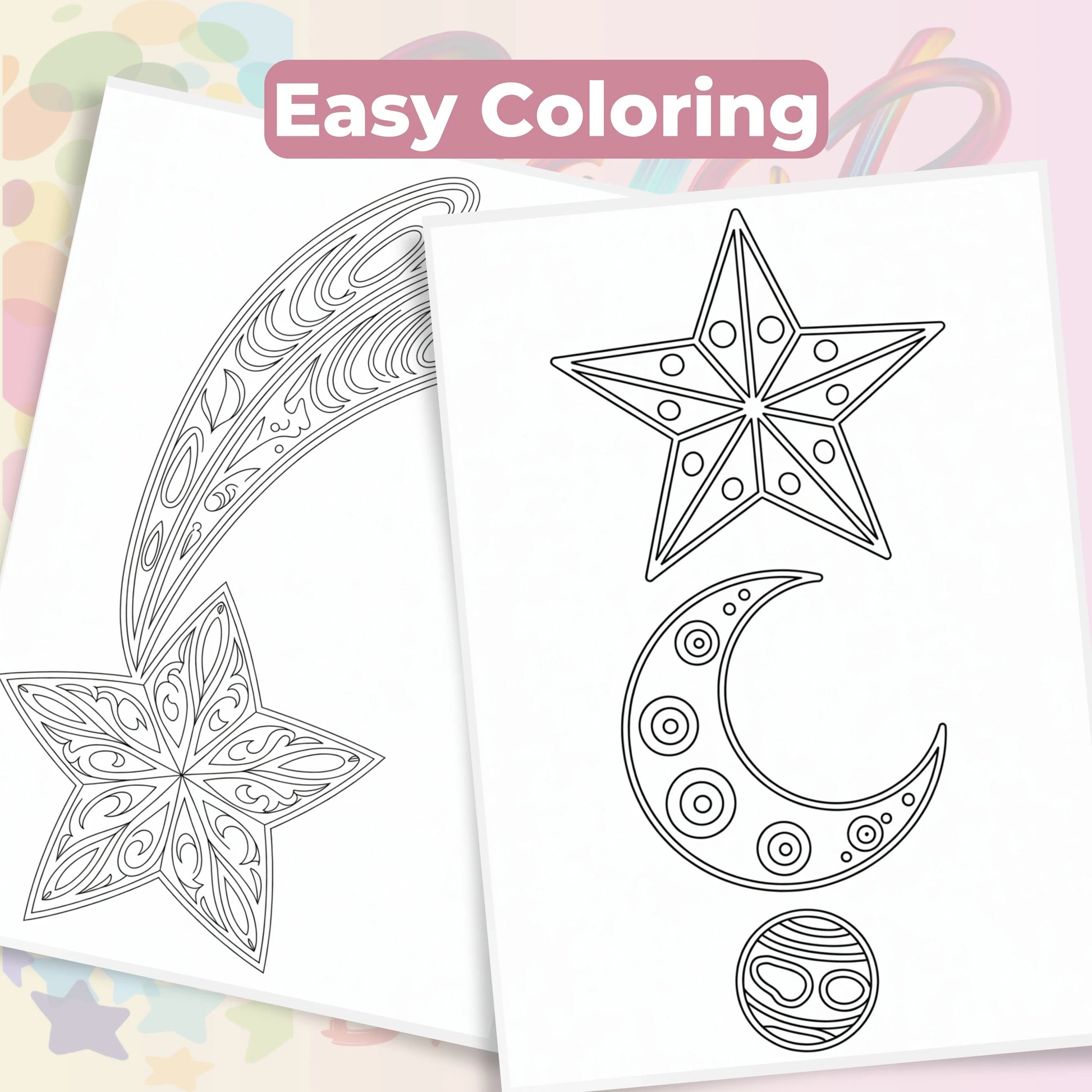 Zentangle & Monochrome Celestial Coloring Books Bundle - CraftNest - Digital Crafting and Art