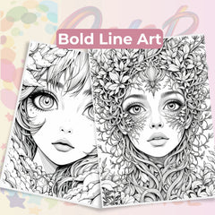 Fantasy Women Portraits Coloring Book Bundle - CraftNest - Digital Crafting and Art