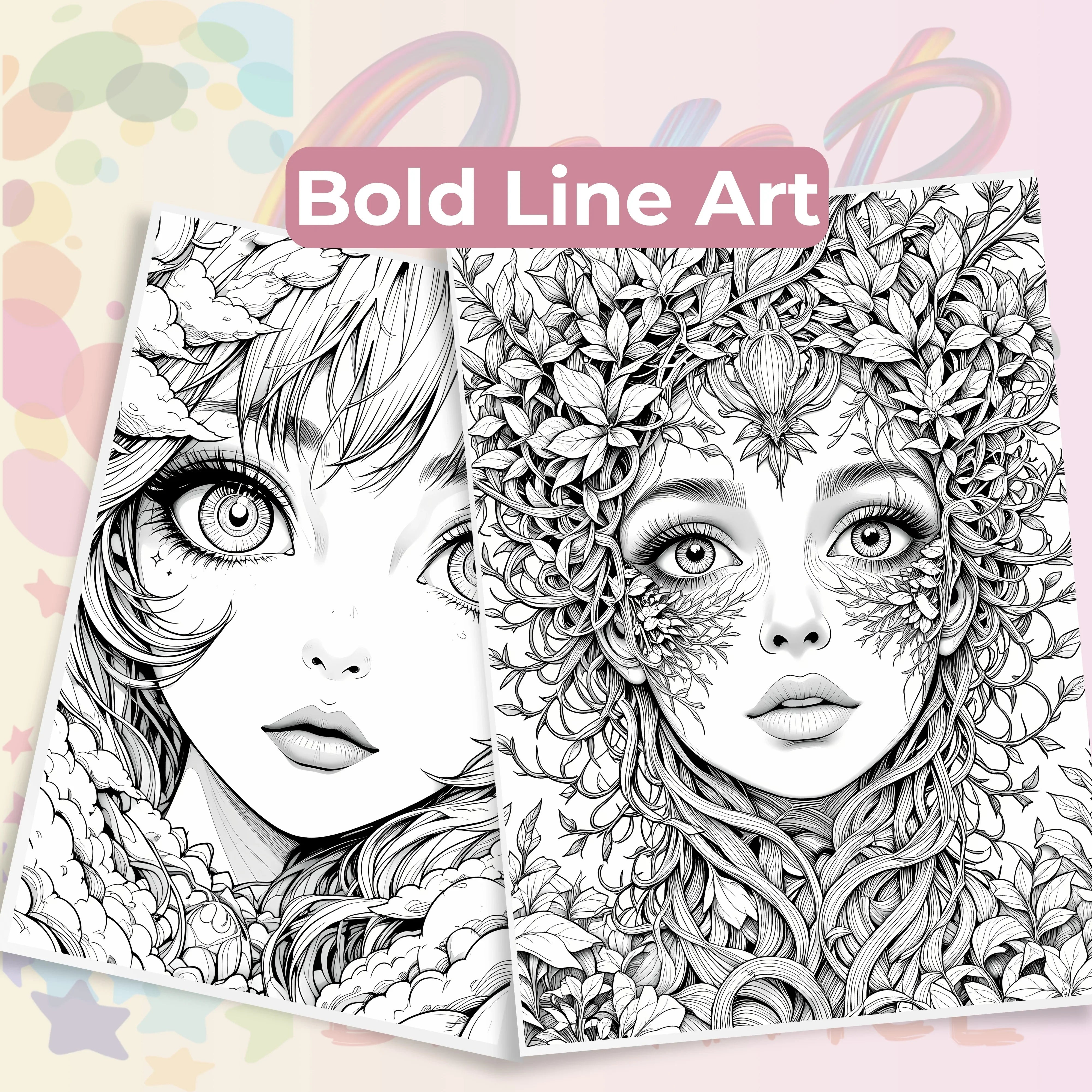 Fantasy Women Portraits Coloring Book Bundle - CraftNest - Digital Crafting and Art