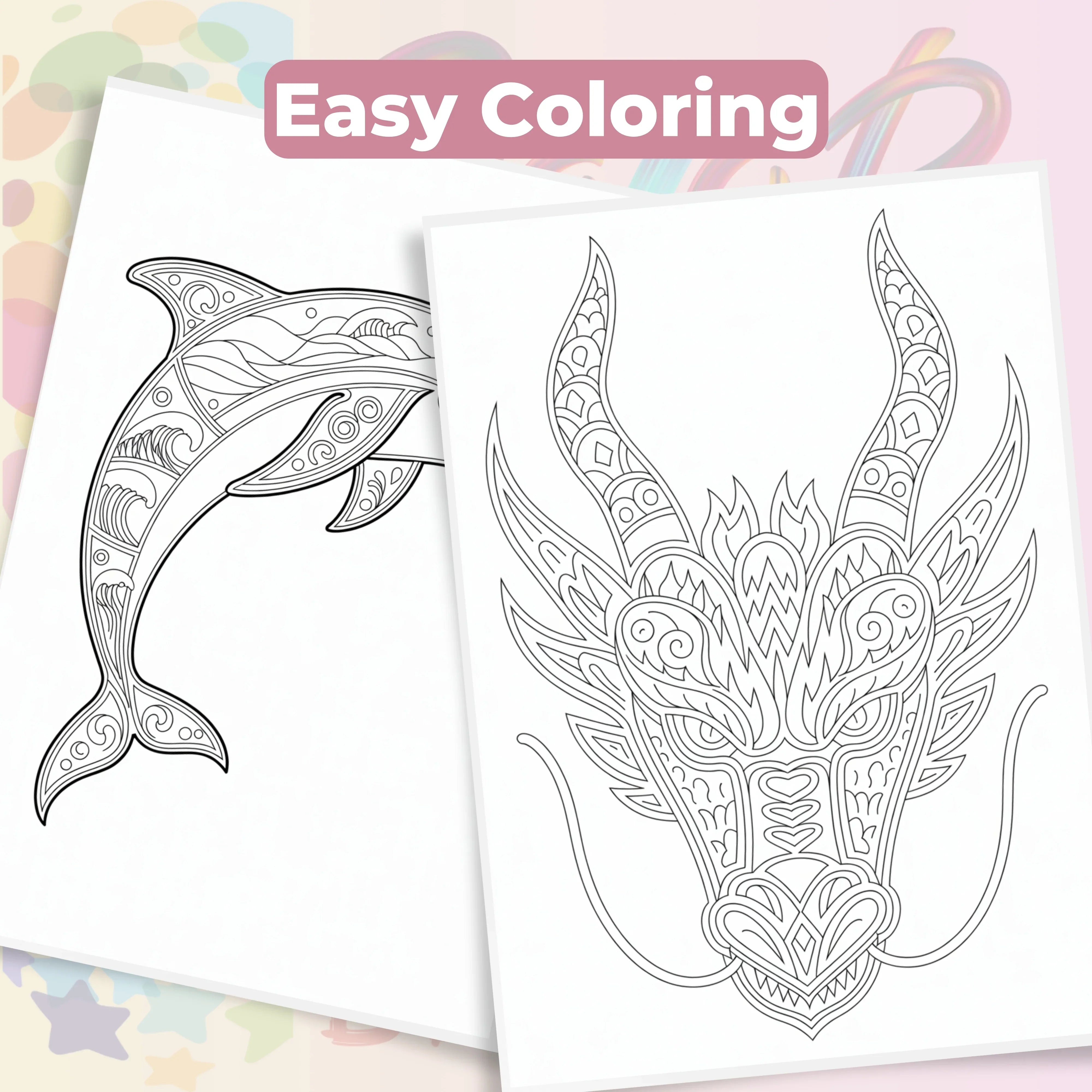 Zentangle & Monochrome Wild Animals Coloring Books Bundle - CraftNest - Digital Crafting and Art