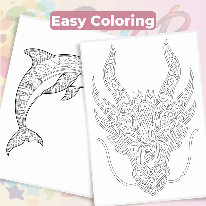Zentangle & Monochrome Wild Animals Coloring Books Bundle - CraftNest - Digital Crafting and Art