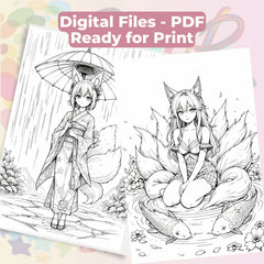 Whispers of the Kitsune Coloring Book Bundle - CraftNest - Digital Crafting and Art