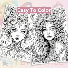 Fantasy Women Portraits Coloring Book Bundle - CraftNest - Digital Crafting and Art