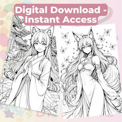 Whispers of the Kitsune Coloring Book Bundle - CraftNest - Digital Crafting and Art