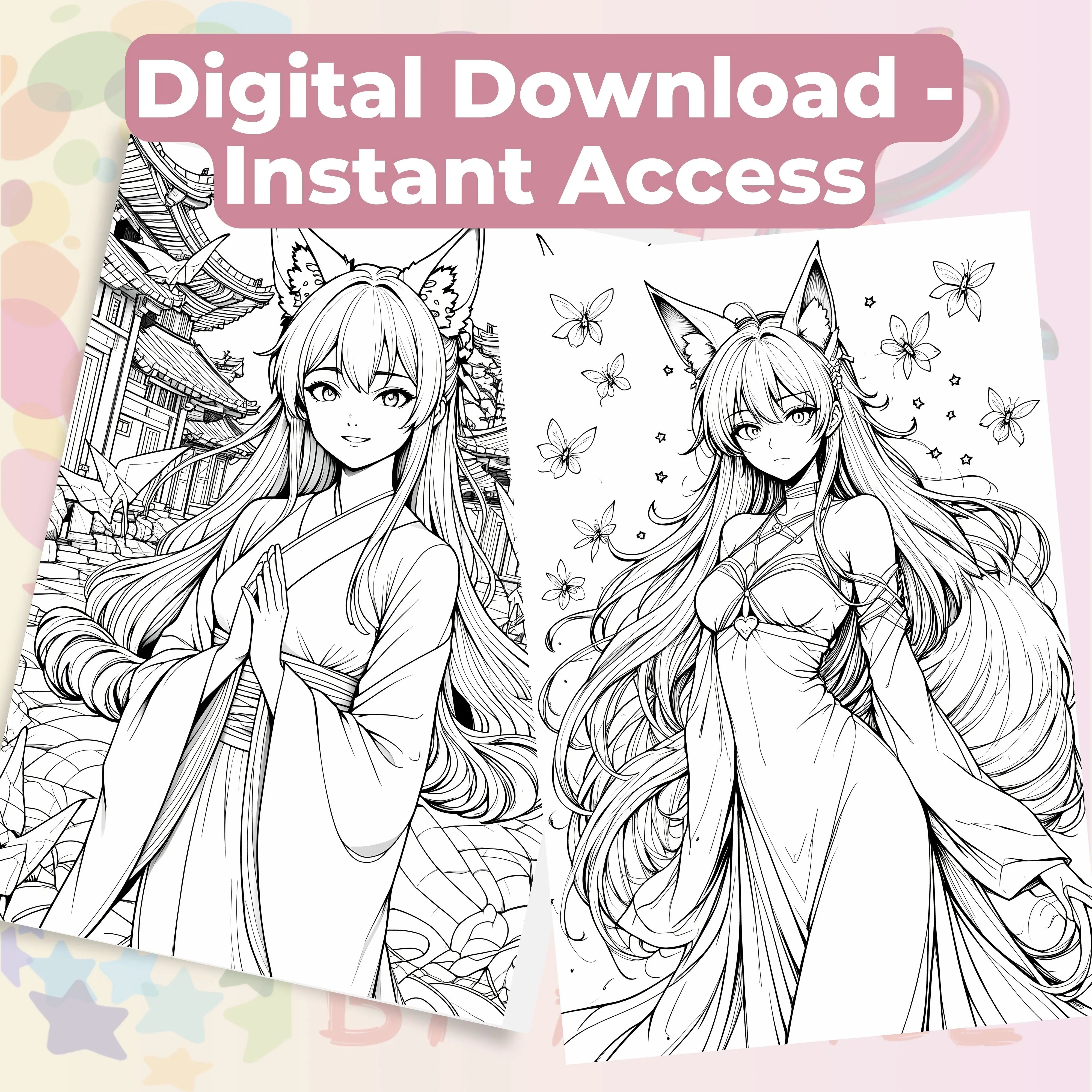 Whispers of the Kitsune Coloring Book Bundle - CraftNest - Digital Crafting and Art