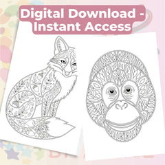Zentangle & Monochrome Wild Animals Coloring Books Bundle - CraftNest - Digital Crafting and Art