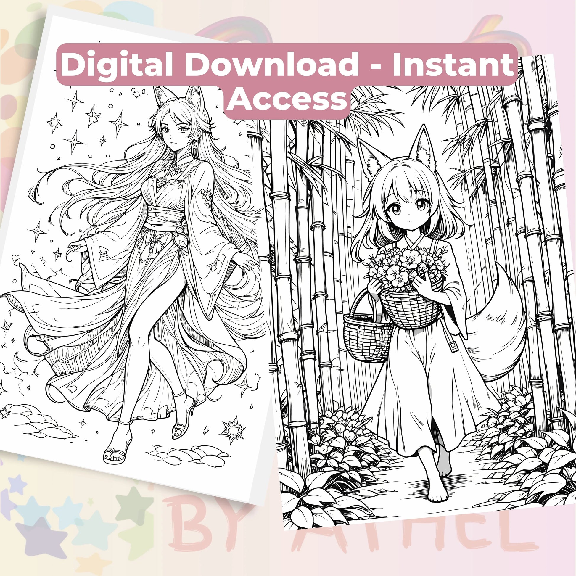 Whispers of the Kitsune Coloring Book Bundle - CraftNest - Digital Crafting and Art