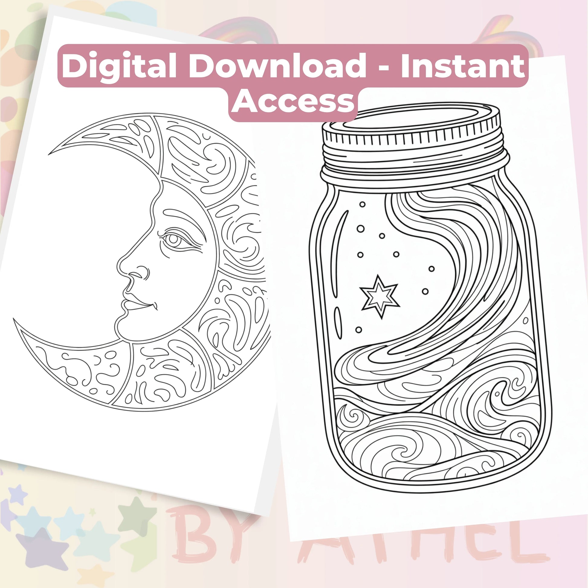Zentangle & Monochrome Celestial Coloring Books Bundle - CraftNest - Digital Crafting and Art