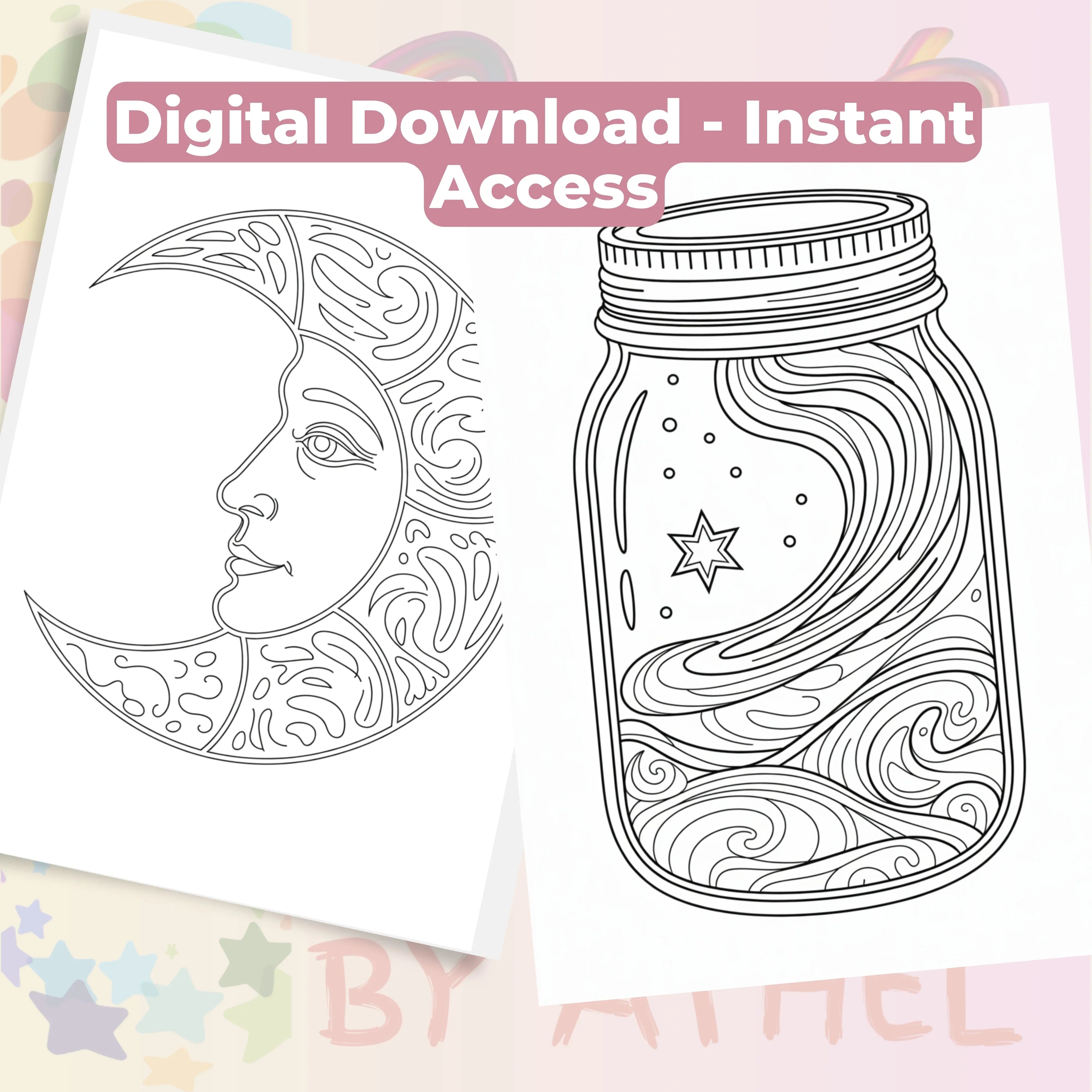 Zentangle & Monochrome Celestial Coloring Books Bundle - CraftNest - Digital Crafting and Art