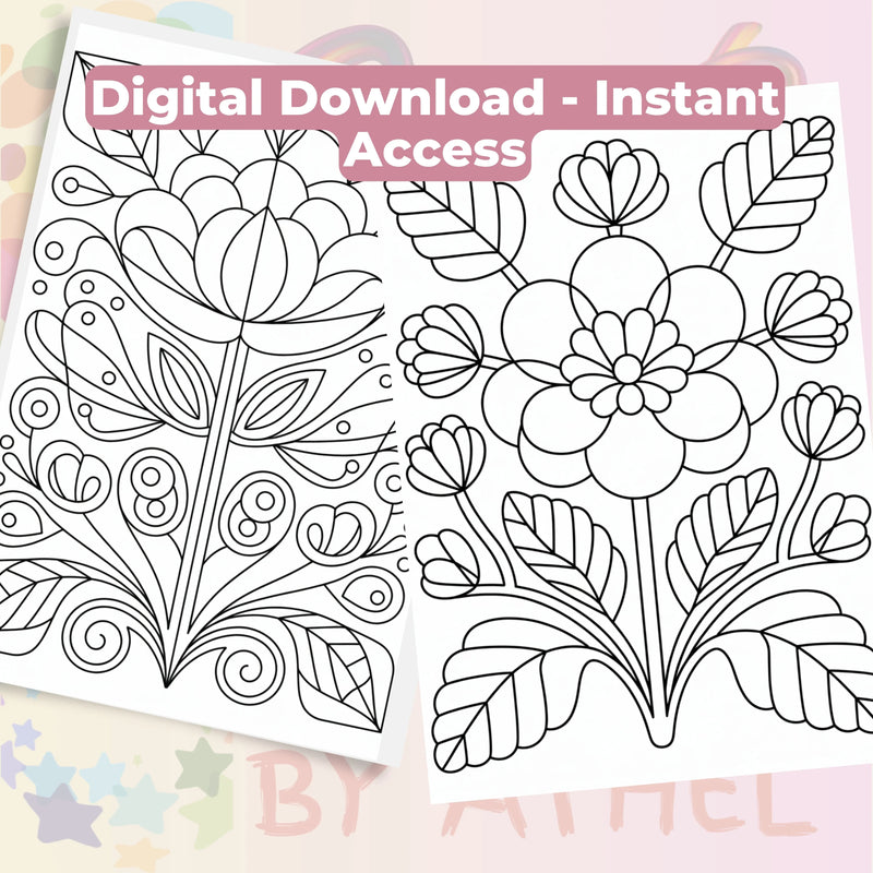 Pocket Flower Coloring Book Bundle - CraftNest - Digital Crafting and Art