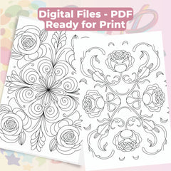 Rose Mandala Coloring Book Bundle - CraftNest - Digital Crafting and Art